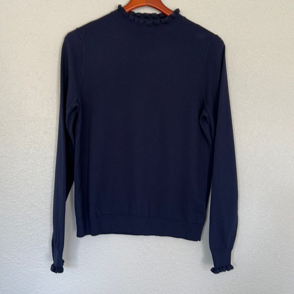 Boden | River Lara Ruffle Mock Neck Pullover Sweater Size 10